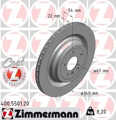Bremsscheibe Hinterachse ZIMMERMANN 400.5501.20