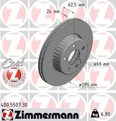 Bremsscheibe Vorderachse ZIMMERMANN 400.5507.30
