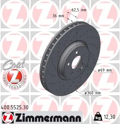 Bremsscheibe Vorderachse ZIMMERMANN 400.5525.30