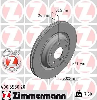 Bremsscheibe Hinterachse ZIMMERMANN 400.5530.20