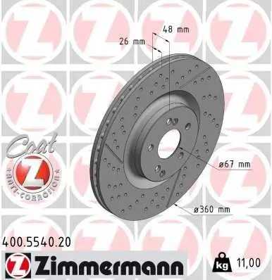 Bremsscheibe Hinterachse ZIMMERMANN 400.5540.20