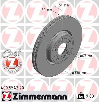 Bremsscheibe ZIMMERMANN 400.5542.20