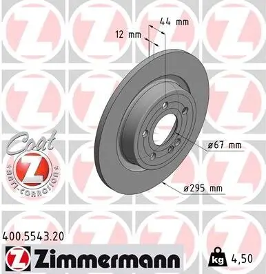 Bremsscheibe Hinterachse ZIMMERMANN 400.5543.20