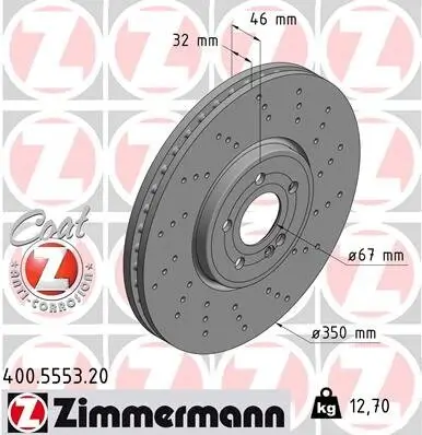 Bremsscheibe Vorderachse ZIMMERMANN 400.5553.20 Bild Bremsscheibe Vorderachse ZIMMERMANN 400.5553.20