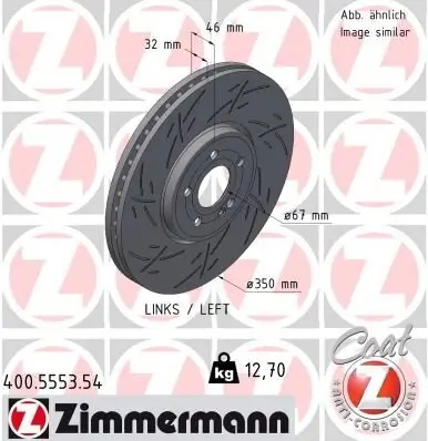 Bremsscheibe Vorderachse links ZIMMERMANN 400.5553.54 Bild Bremsscheibe Vorderachse links ZIMMERMANN 400.5553.54