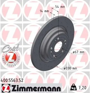 Bremsscheibe Hinterachse ZIMMERMANN 400.5563.52 Bild Bremsscheibe Hinterachse ZIMMERMANN 400.5563.52