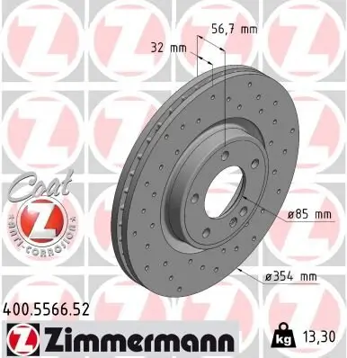 Bremsscheibe Vorderachse ZIMMERMANN 400.5566.52 Bild Bremsscheibe Vorderachse ZIMMERMANN 400.5566.52