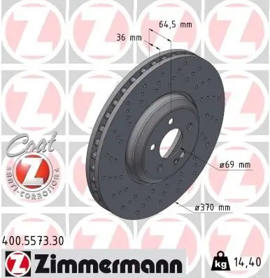 Bremsscheibe Vorderachse ZIMMERMANN 400.5573.30