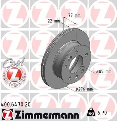 Bremsscheibe Vorderachse ZIMMERMANN 400.6470.20