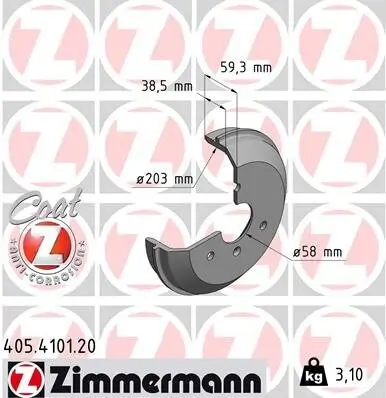 Bremstrommel Hinterachse ZIMMERMANN 405.4101.20 Bild Bremstrommel Hinterachse ZIMMERMANN 405.4101.20