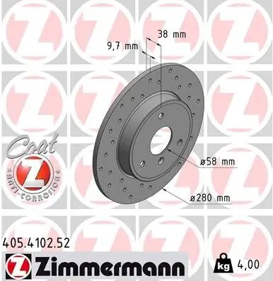 Bremsscheibe Vorderachse ZIMMERMANN 405.4102.52 Bild Bremsscheibe Vorderachse ZIMMERMANN 405.4102.52