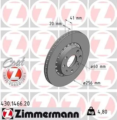 Bremsscheibe Vorderachse ZIMMERMANN 430.1466.20