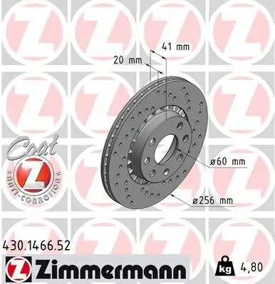 Bremsscheibe Vorderachse ZIMMERMANN 430.1466.52 Bild Bremsscheibe Vorderachse ZIMMERMANN 430.1466.52