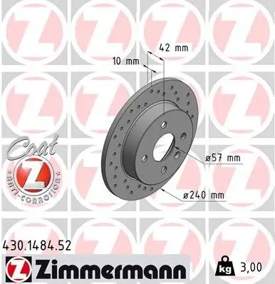 Bremsscheibe ZIMMERMANN 430.1484.52 Bild Bremsscheibe ZIMMERMANN 430.1484.52