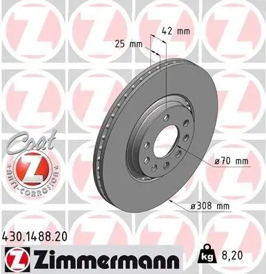 Bremsscheibe ZIMMERMANN 430.1488.20