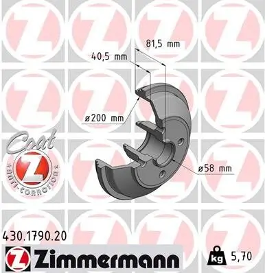 Bremstrommel Hinterachse ZIMMERMANN 430.1790.20