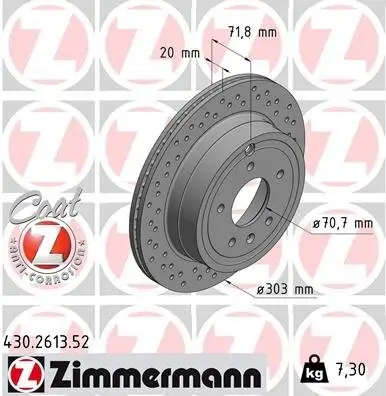 Bremsscheibe Hinterachse ZIMMERMANN 430.2613.52