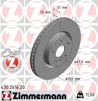 Bremsscheibe ZIMMERMANN 430.2616.20