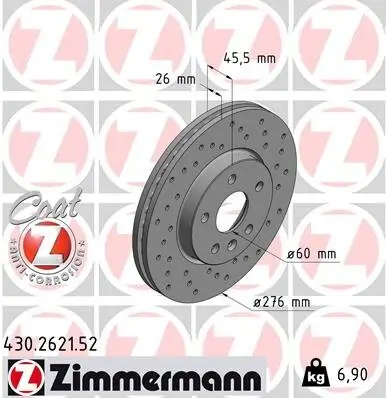 Bremsscheibe Vorderachse ZIMMERMANN 430.2621.52