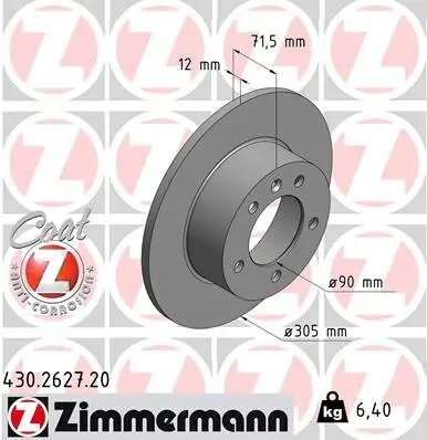 Bremsscheibe Hinterachse ZIMMERMANN 430.2627.20 Bild Bremsscheibe Hinterachse ZIMMERMANN 430.2627.20