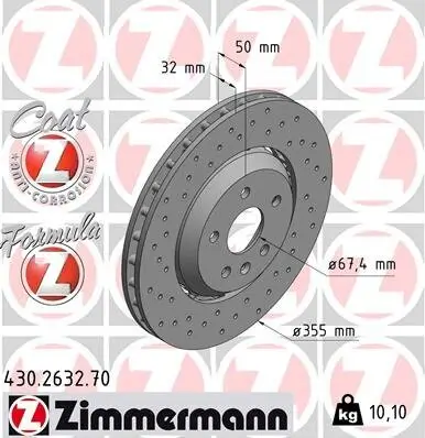 Bremsscheibe Vorderachse ZIMMERMANN 430.2632.70 Bild Bremsscheibe Vorderachse ZIMMERMANN 430.2632.70