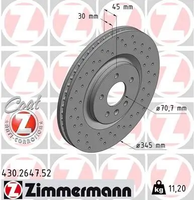 Bremsscheibe Vorderachse ZIMMERMANN 430.2647.52