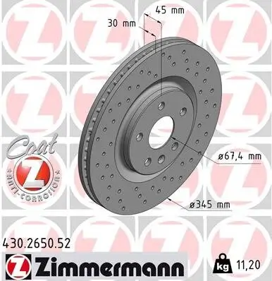 Bremsscheibe Vorderachse ZIMMERMANN 430.2650.52