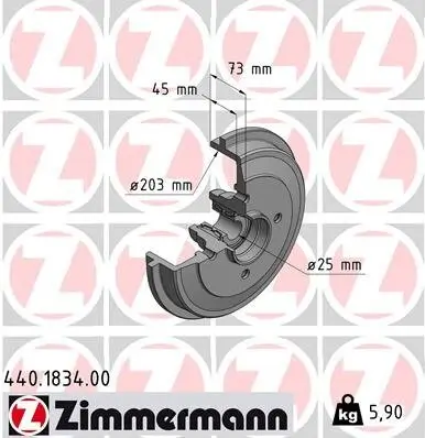 Bremstrommel Hinterachse ZIMMERMANN 440.1834.00