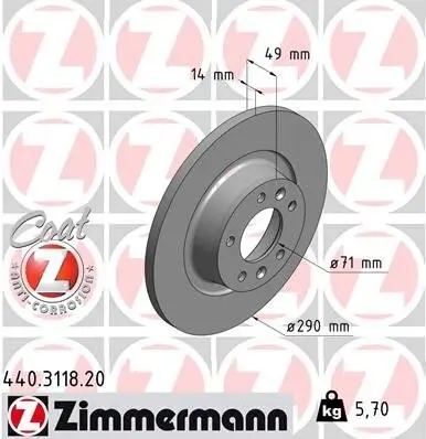 Bremsscheibe Hinterachse ZIMMERMANN 440.3118.20