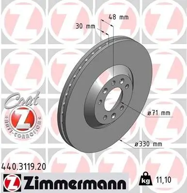 Bremsscheibe ZIMMERMANN 440.3119.20 Bild Bremsscheibe ZIMMERMANN 440.3119.20