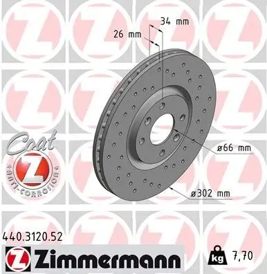 Bremsscheibe Vorderachse ZIMMERMANN 440.3120.52 Bild Bremsscheibe Vorderachse ZIMMERMANN 440.3120.52