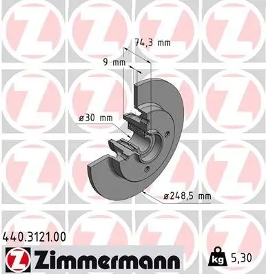 Bremsscheibe Hinterachse ZIMMERMANN 440.3121.00