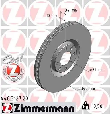 Bremsscheibe Vorderachse ZIMMERMANN 440.3127.20 Bild Bremsscheibe Vorderachse ZIMMERMANN 440.3127.20