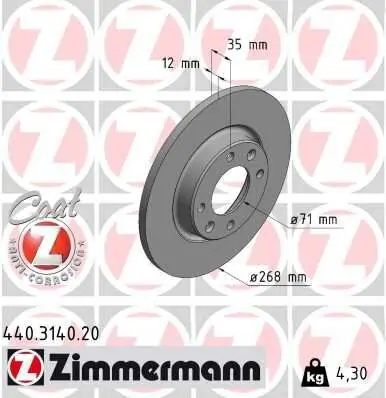 Bremsscheibe ZIMMERMANN 440.3140.20 Bild Bremsscheibe ZIMMERMANN 440.3140.20