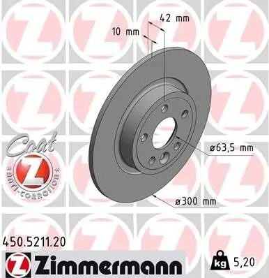 Bremsscheibe ZIMMERMANN 450.5211.20 Bild Bremsscheibe ZIMMERMANN 450.5211.20