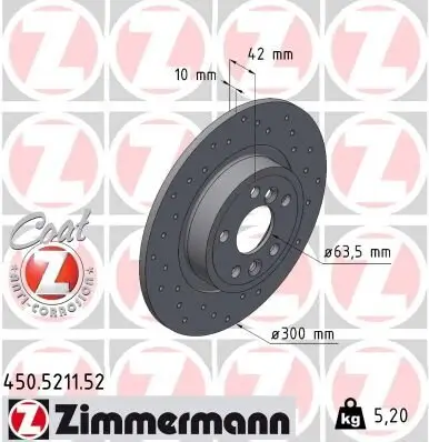 Bremsscheibe Hinterachse ZIMMERMANN 450.5211.52