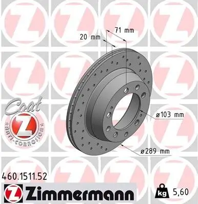 Bremsscheibe Hinterachse ZIMMERMANN 460.1511.52