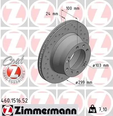 Bremsscheibe Hinterachse ZIMMERMANN 460.1516.52 Bild Bremsscheibe Hinterachse ZIMMERMANN 460.1516.52