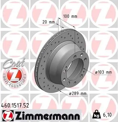 Bremsscheibe Hinterachse ZIMMERMANN 460.1517.52 Bild Bremsscheibe Hinterachse ZIMMERMANN 460.1517.52