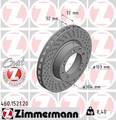 Bremsscheibe Vorderachse rechts ZIMMERMANN 460.1521.20