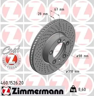 Bremsscheibe Vorderachse rechts ZIMMERMANN 460.1526.20