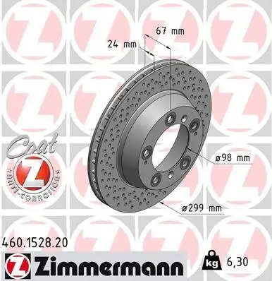 Bremsscheibe Hinterachse ZIMMERMANN 460.1528.20