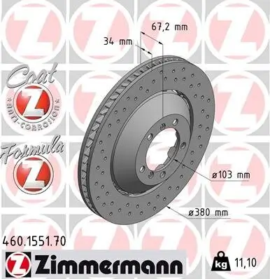 Bremsscheibe Vorderachse rechts ZIMMERMANN 460.1551.70
