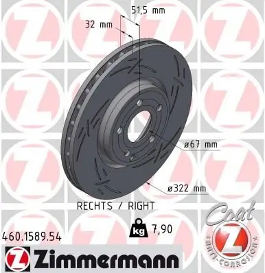 Bremsscheibe Vorderachse links ZIMMERMANN 460.1589.54
