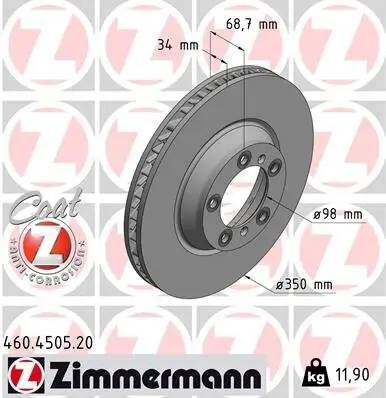 Bremsscheibe Vorderachse rechts ZIMMERMANN 460.4505.20