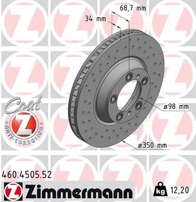 Bremsscheibe Vorderachse rechts ZIMMERMANN 460.4505.52