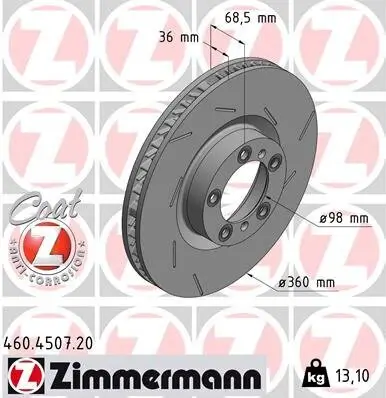 Bremsscheibe Vorderachse rechts ZIMMERMANN 460.4507.20