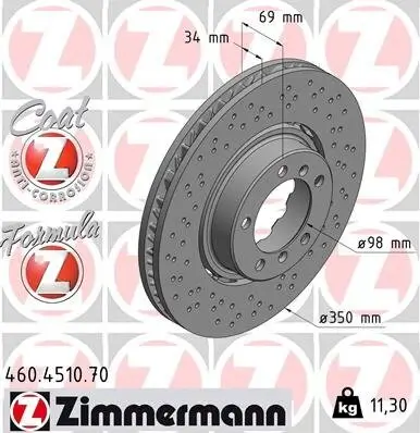 Bremsscheibe Vorderachse links ZIMMERMANN 460.4510.70