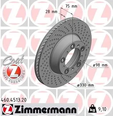 Bremsscheibe Hinterachse rechts ZIMMERMANN 460.4513.20