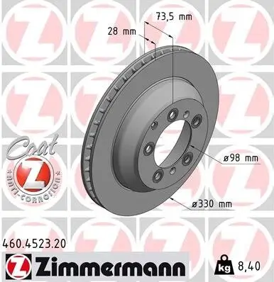 Bremsscheibe Hinterachse ZIMMERMANN 460.4523.20